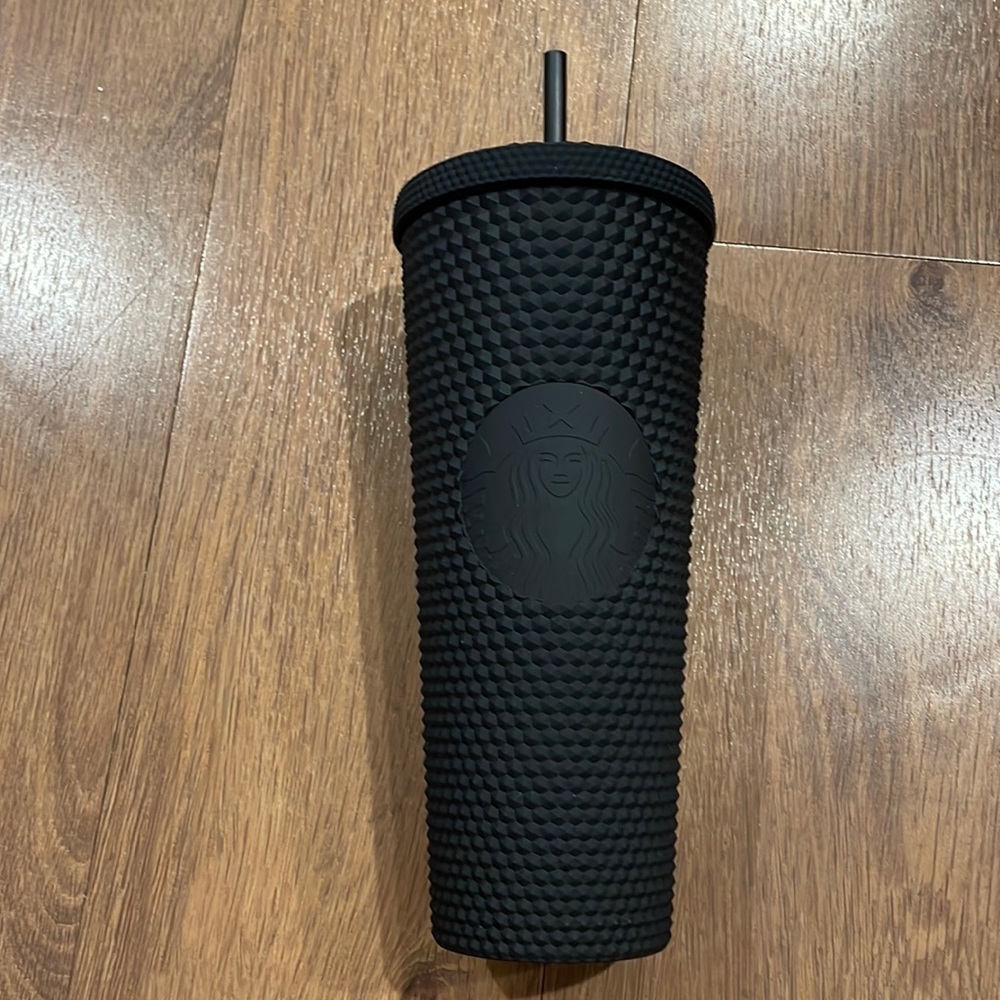 24 oz matte black textured Starbucks cup